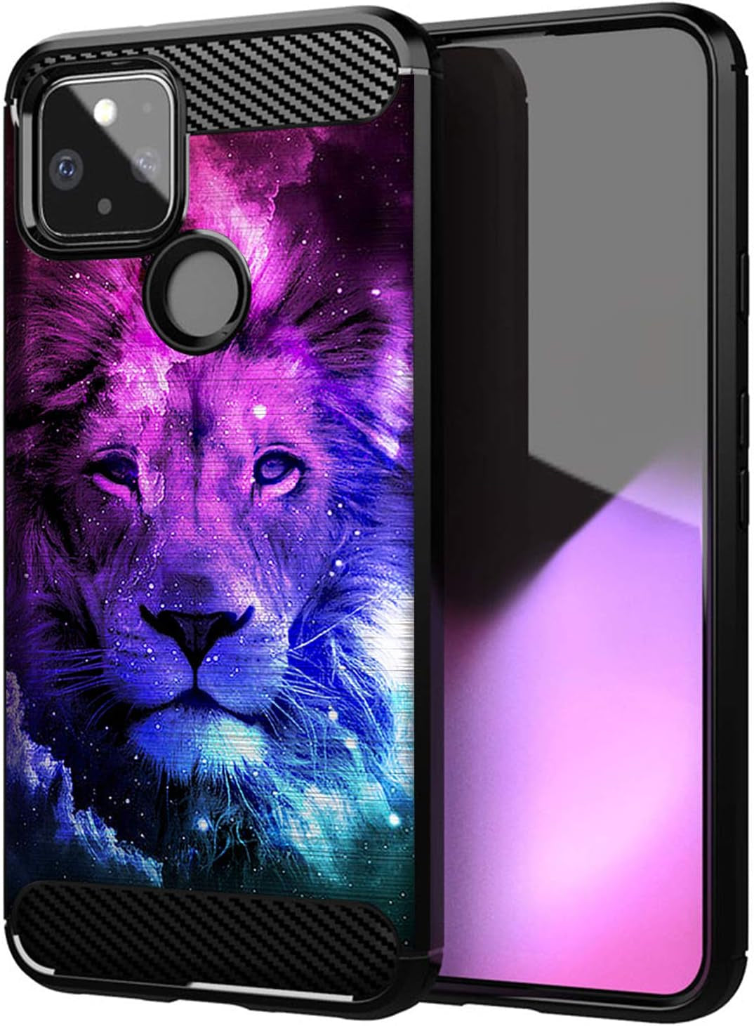 Casesondeck Slim Case Compatible with [Google Pixel 4A 5G (2020)] Thin Scratch Preventing TPU, Matte Finish Carbon Fiber Texture Edges (Mexican Skull)  CasesonDeck Galaxy Lion  
