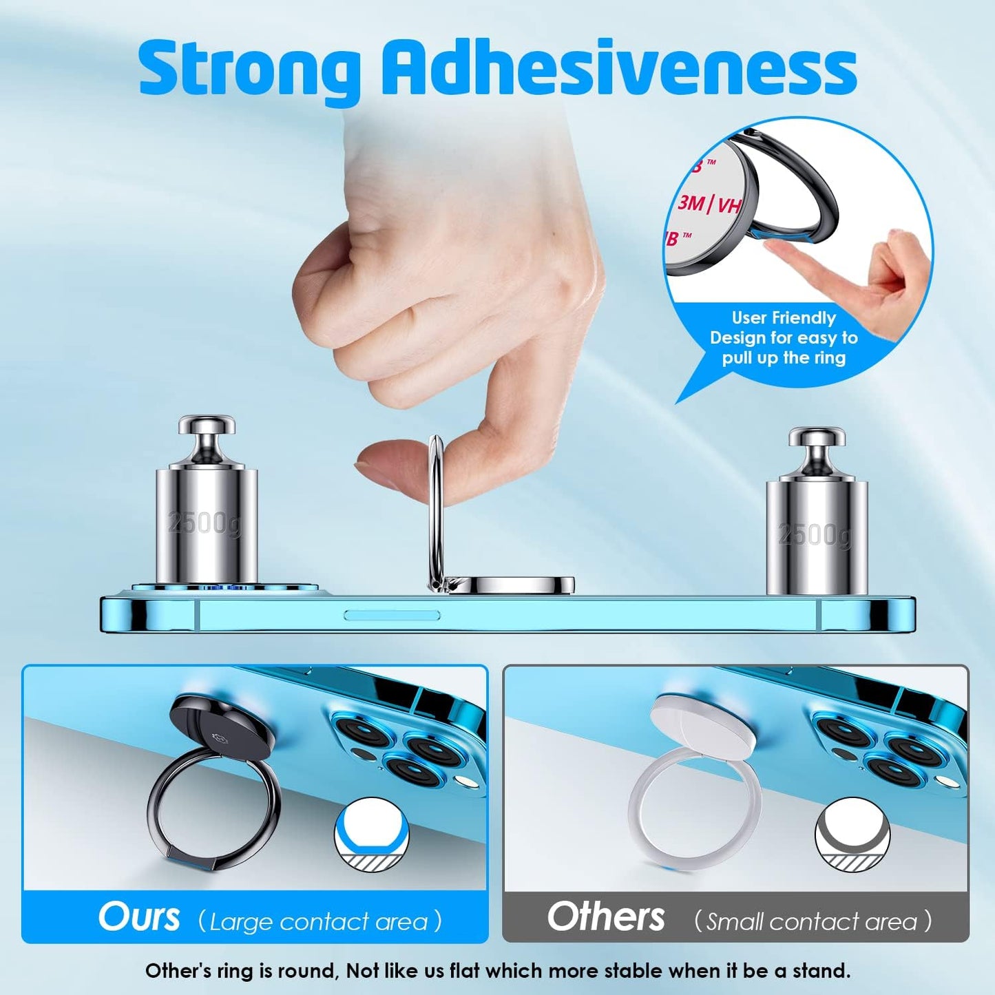 Wixgear (2 Pack) Phone Ring Holder, Universal Magnetic Cell Phone Finger Holder with Kickstand Phone Holder for Hand, Phone Ring Grip Works with Magnetic Car Mounts Compatible with All Phones (Black)  WixGear   