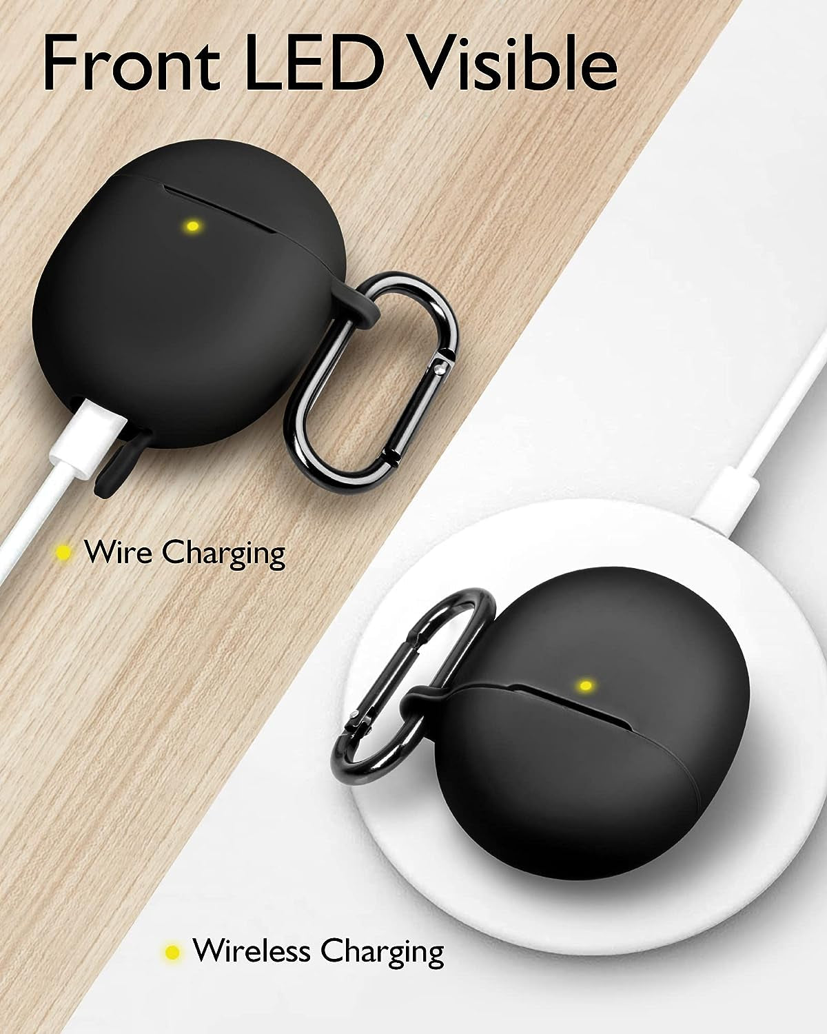 AHBTEYM for Google Pixel Buds Pro Case,Soft Silicone Case for Google Pixel Buds Pro 2022 Protective Earbuds Cover Skin with Carabiner Accessories-2 Pack(Coral Orange/Blue)  AHBTEYM   