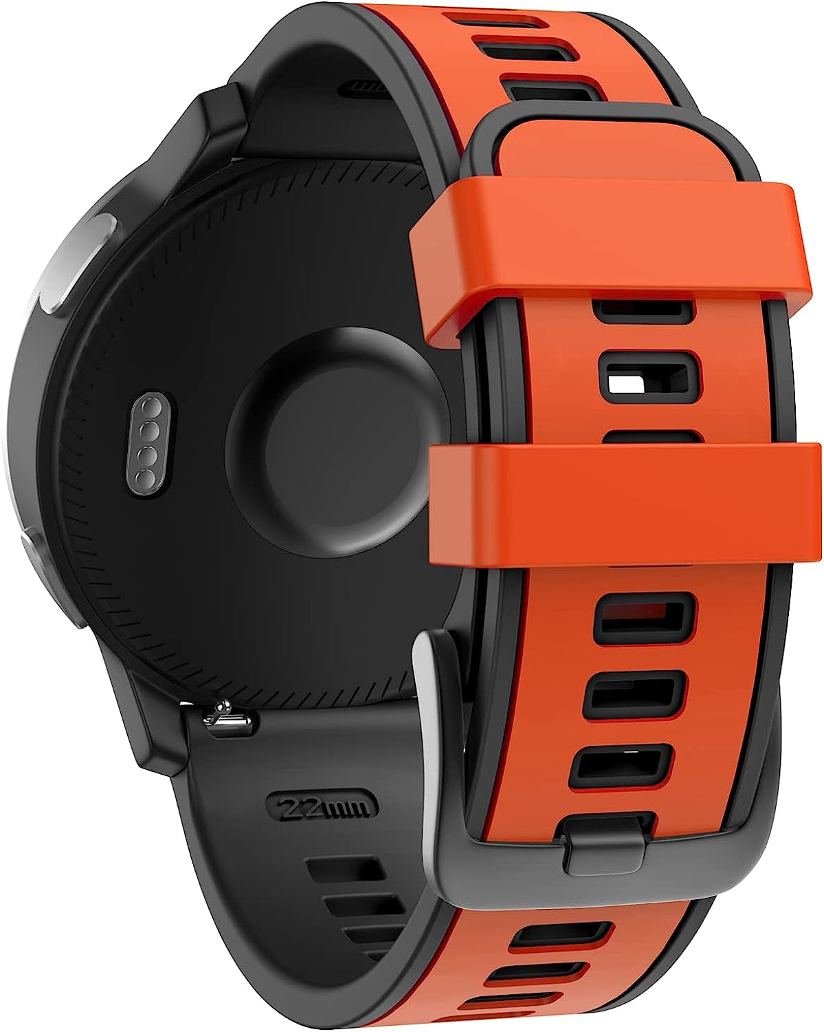 ISABAKE Bands for Compatible with Garmin Vivoactive 4/ Samsung Galaxy Watch 46Mm, 22Mm Silicone Band for Ticwatch Pro S2//E2/Venu 2/Samsung Gear S3 Classic/Samsung Gear S3 Frontier/ Huawei GT Smartwatch  Isabake Orange Black 22MM 