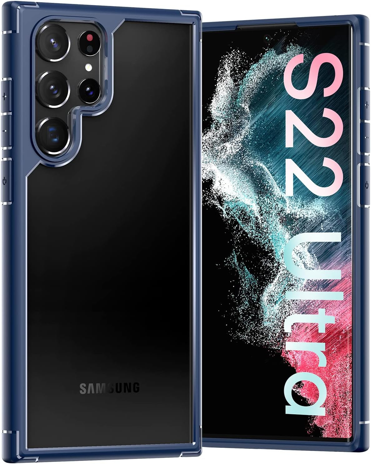 TOCOL for Samsung Galaxy S22 Ultra Case, Translucent Matte Hard Back [Military Grade Shockproof] [Anti-Scratch & Anti-Fingerprint] Slim Fit Protective Cover for Galaxy S22 Ultra Case 6.8'', Navy Blue  TOCOL   