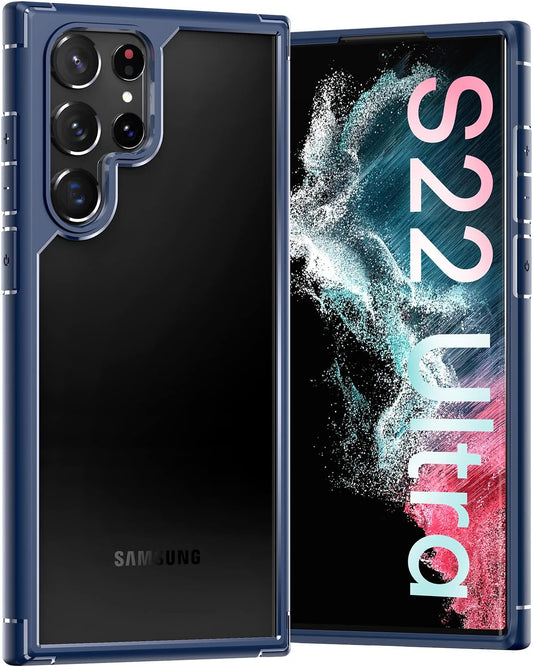 TOCOL for Samsung Galaxy S22 Ultra Case, Translucent Matte Hard Back [Military Grade Shockproof] [Anti-Scratch & Anti-Fingerprint] Slim Fit Protective Cover for Galaxy S22 Ultra Case 6.8'', Navy Blue  TOCOL   