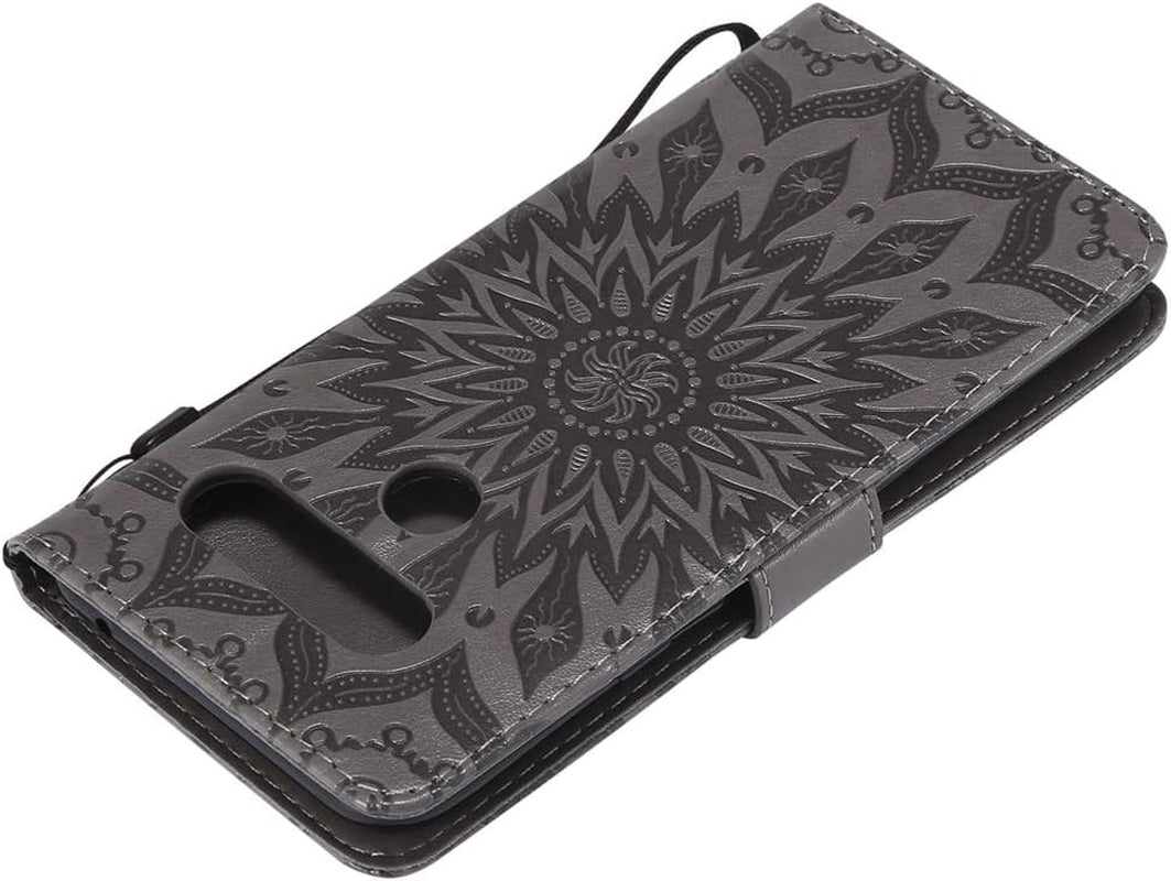 ISADENSER LG V40 Thinq Case LG V40 Flip Case for Women [Wallet Stand] as Case with Shockproof Cards Slot Holder Cash Pockets Magnetic Closure PU Leather Wallet Case Cover for LG V40 Thinq Gray Sun  ISADENSER   