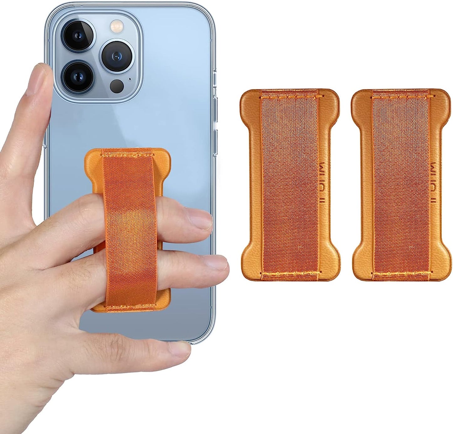 WUOJI - Finger Strap Phone Holder - Ultra Thin Anti-Slip Universal Cell Phone Grips Band Holder for Back of Phone - 2Pack(Black)  WUOJI Brown  