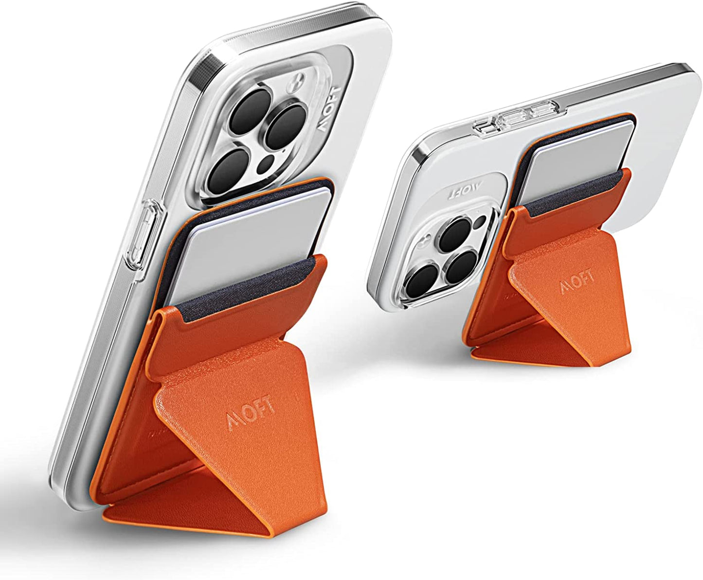 MOFT Magsafe Wallet Stand for Iphone 14/13/12 Series Magsafe Compatible Phone Stand with 3 Viewing Angles (Night Black)  MOFT Sunset Orange  