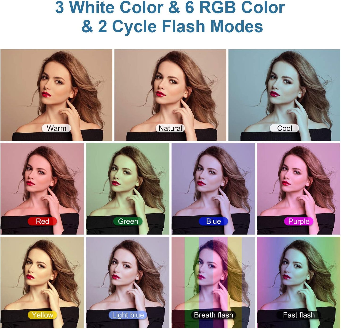 10" RGB Selfie Ring Light, LED Ringlight 3200-6500K with Tripod Stand & Cell Phone Holder for Live Stream/Make Up/Youtube/Tiktok/Photography/Video Recording Compatible with Iphone & Android Phone  LAVKOW   