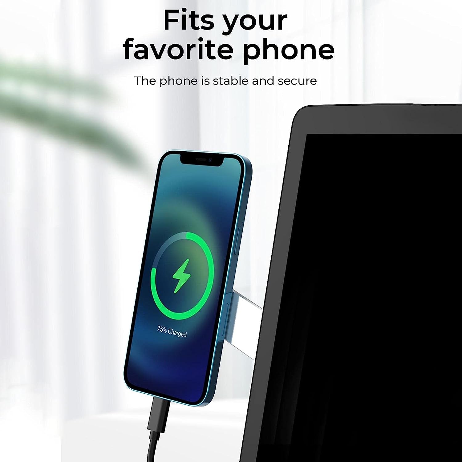 MIMINU Phone Holder for Laptop - Adjustable Magnetic Phone Mount Laptop,Lap Screen Side Phone Holder Extender Attach to Computer Monitor for Universal Smartphone  MIMINU   