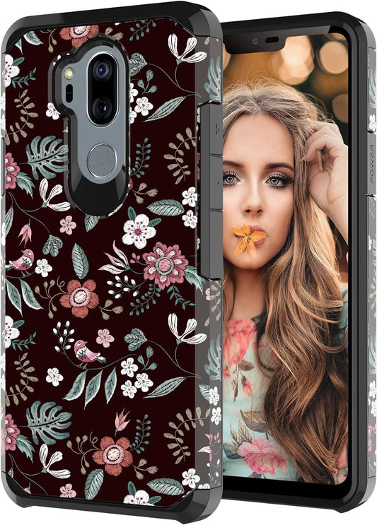 MGAH Compatible with LG G7 Case with Floral Design,Lg G7 Thinq Phone Case,Heavy Duty (PC + TPU) Dual Layer Protective Cover Cute Sturdy Anti-Scratch Shockproof Bumper Case for Women and Girls-Flowers  MGAH   