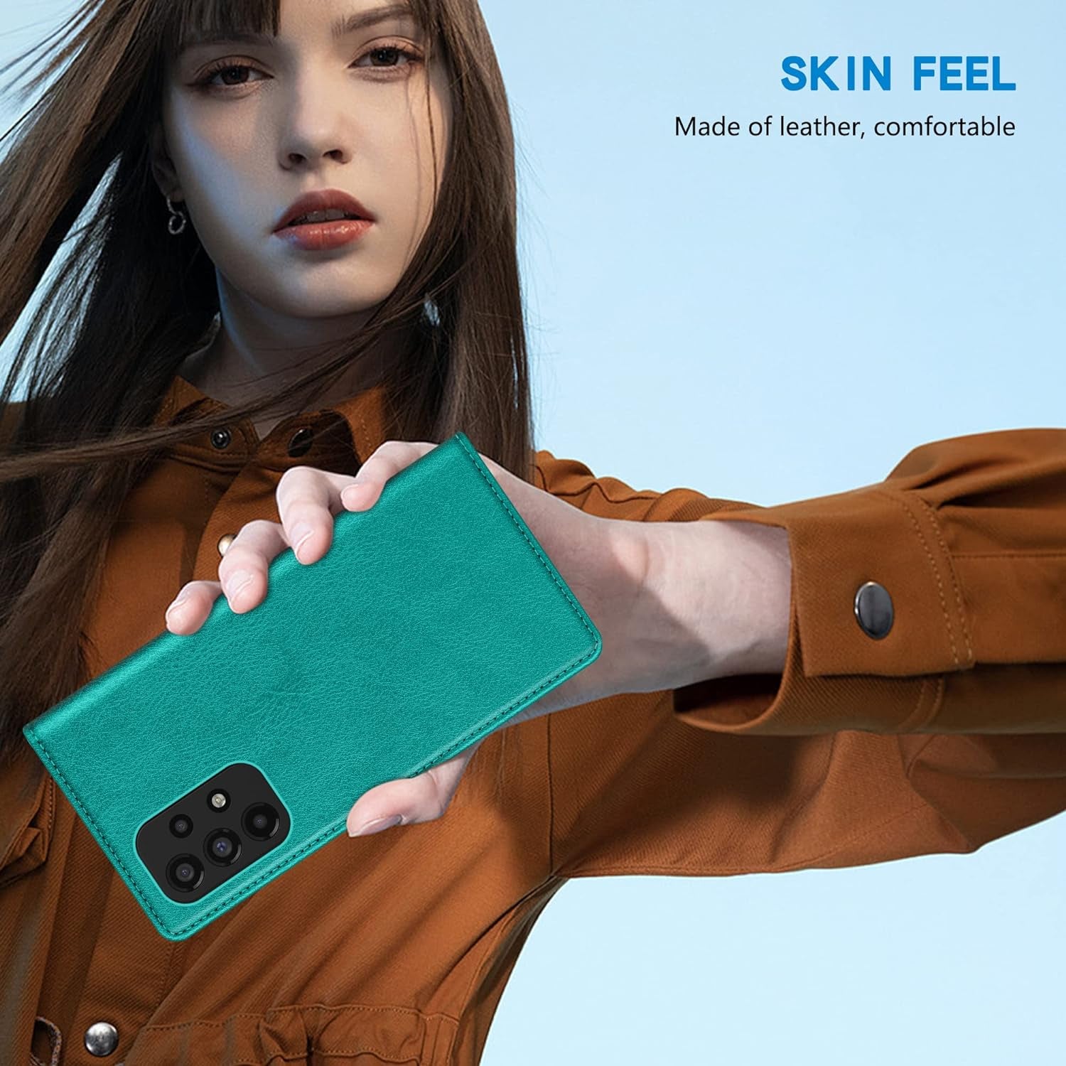 ZZXX Samsung Galaxy A53 5G Wallet Case with [RFID Blocking] Card Slot Stand Strong Magnetic Leather Flip Fold Protective Phone Case for Samsung Galaxy A53 5G Case Wallet(Lake Blue-6.5 Inch)  ZZXX   