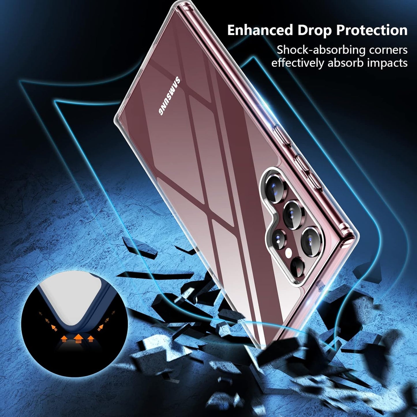 SPIDERCASE Designed for Galaxy S22 Ultra Case, Crystal Clear Slim Thin Clear Cover for Galaxy S22 Ultra 6.8 Inch 2022, Clear  SPIDERCASE   