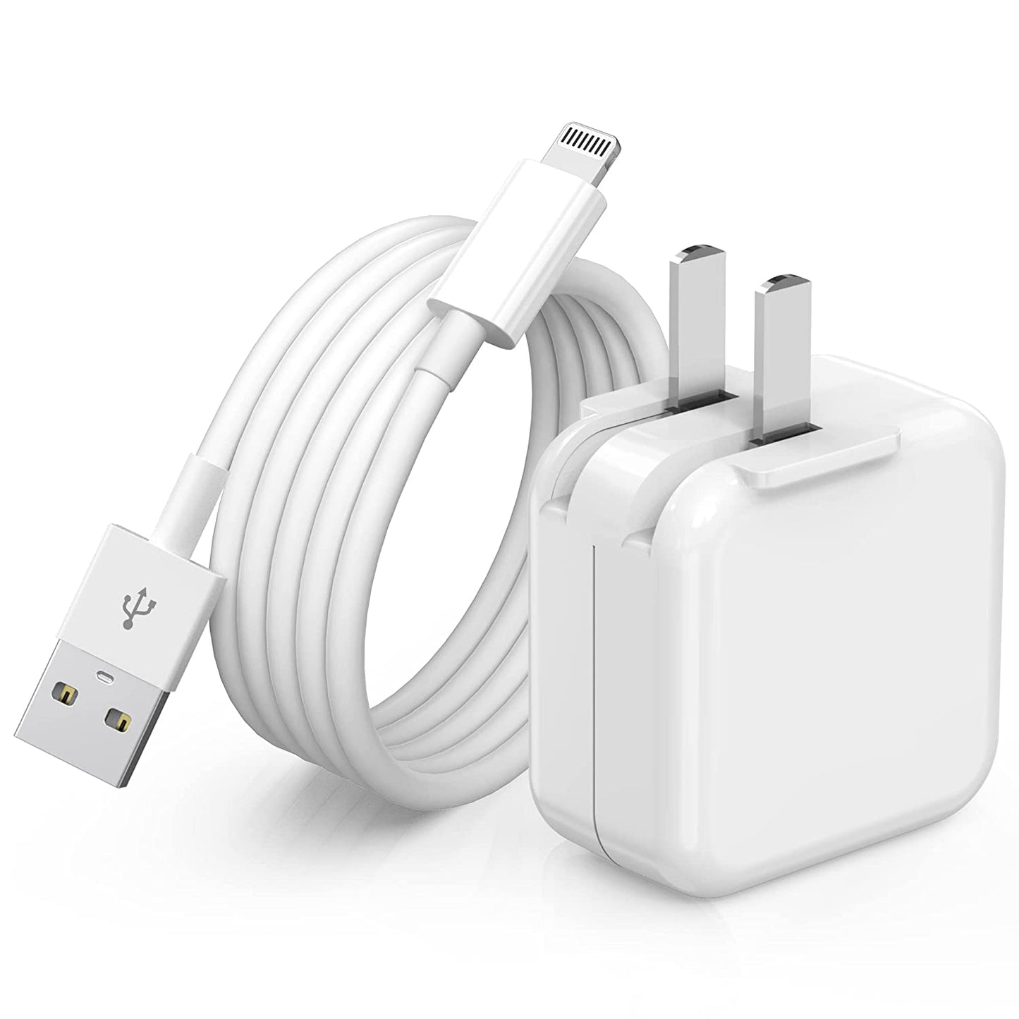 Ipad Charger, Iphone Charger [Apple Mfi Certified] 12W USB Wall Charger Foldable Portable Travel Plug with 6.6FT Lightning Cable Compatible with Iphone, Ipad, Ipad Mini 1/2/3/4/5, Ipad Air 1/2/3  GOOD EVER TRADING LTD   