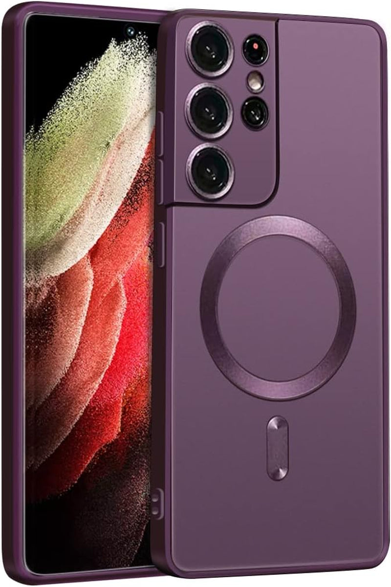 XLHLKP Case for Samsung Galaxy S21 Ultra 5G,Designed for Samsung S21 Ultra Case with Full Lens Design Back Slim Case in 6.8 Inch (Green)  XLHLKP Magnetic Purple  