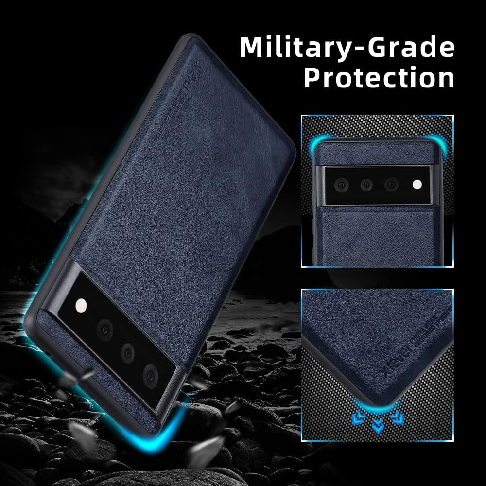X-Level Google Pixel 6 Pro Case 5G [Not for Pixel 6],Anti-Scratch Premium PU Leather Soft TPU Bumper Shockproof Protective Phone Cover Case for Google Pixel 6 Pro (Blue)  Pipilu   