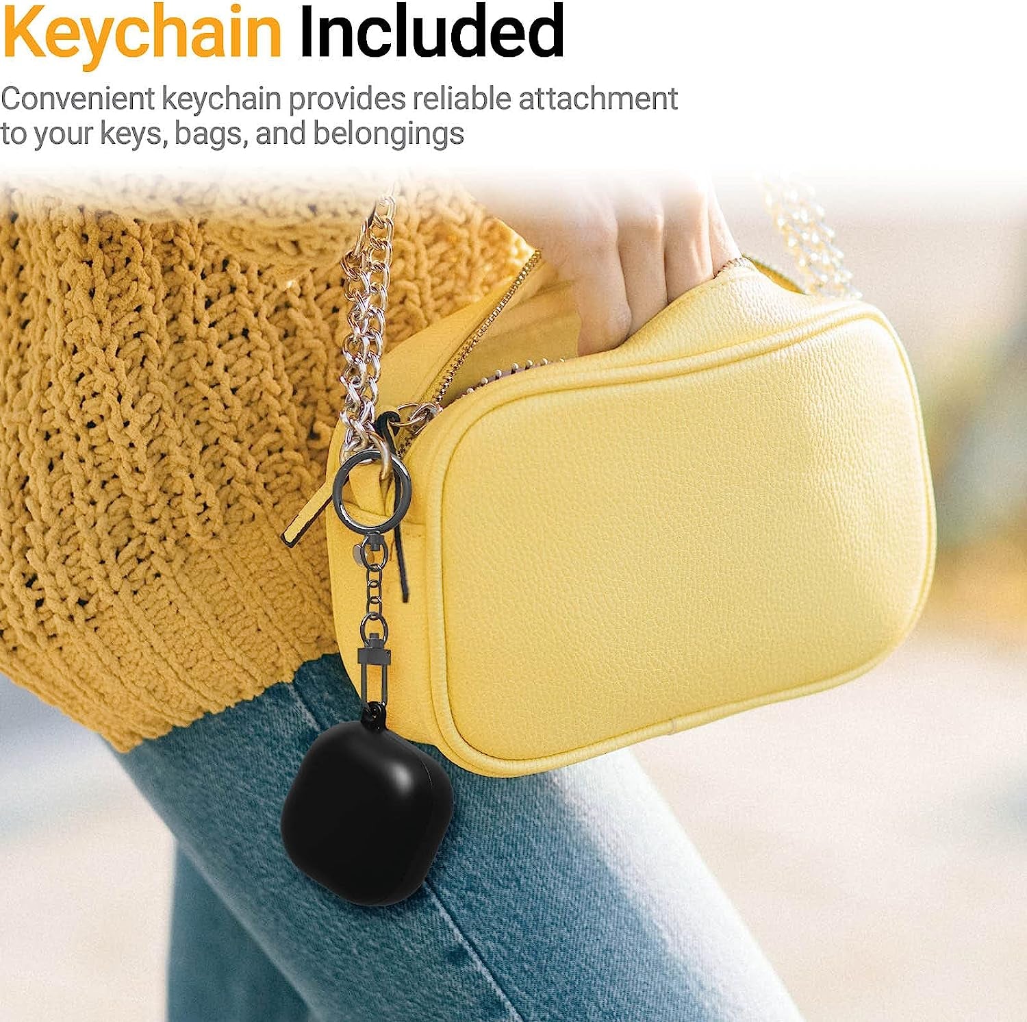 JUST4YOU for Galaxy Buds Pro Case, Galaxy Buds Live Case, Galaxy Buds 2 Case Cover with Keychain, Thin Fit Hard Case (Black) CS_HD_GBL_GBP_GB2_BK  S2B Corporation   