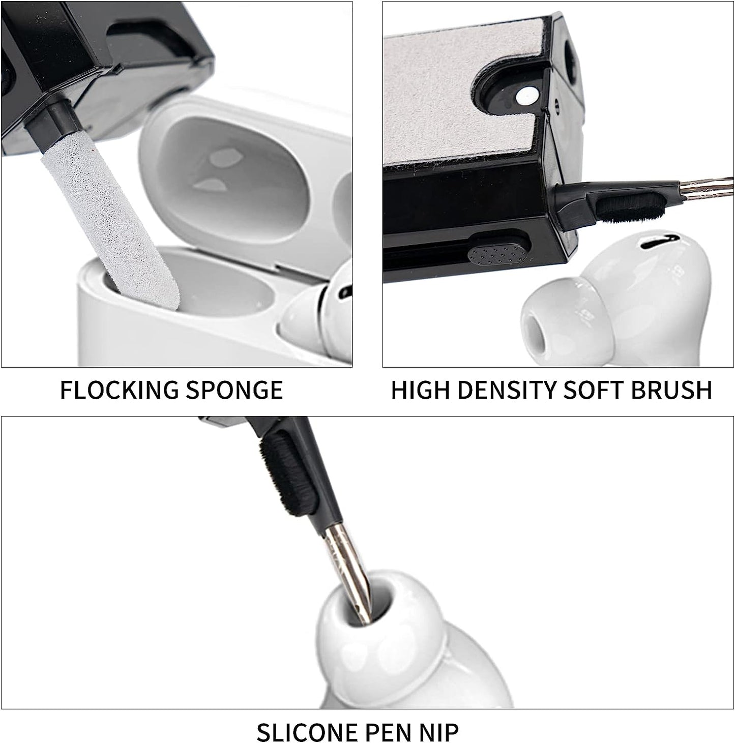 8 in 1 Cleaner Kit for Airpods Earbuds - Keyboard Cleaning Kit, Keyboard Cleaner, Laptop Screen Cleaner with Cloth, Electronic Cleaner for Airpods Pro/Laptop/Phone/Computer/Screen （Black）  FLORA GUARD   