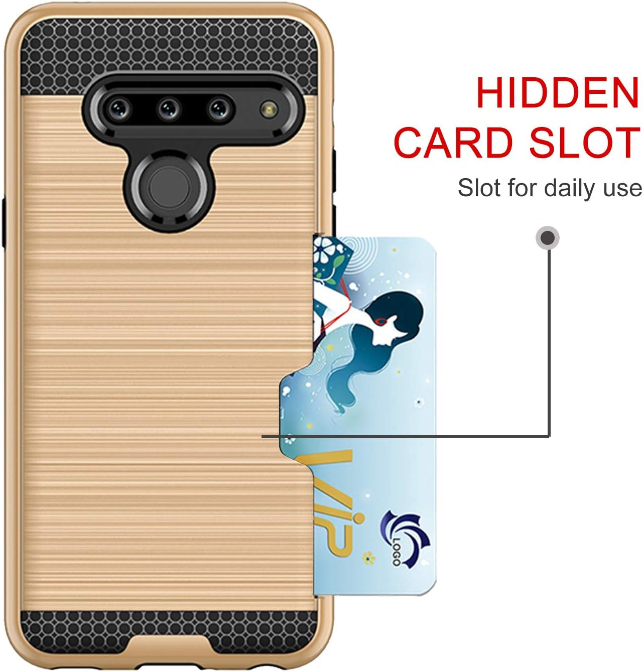 Case for LG G8, Thinq Case with Card Slot Holder, Shock Absorption Case Protective Cover for LG G8 (Gold)  jia   