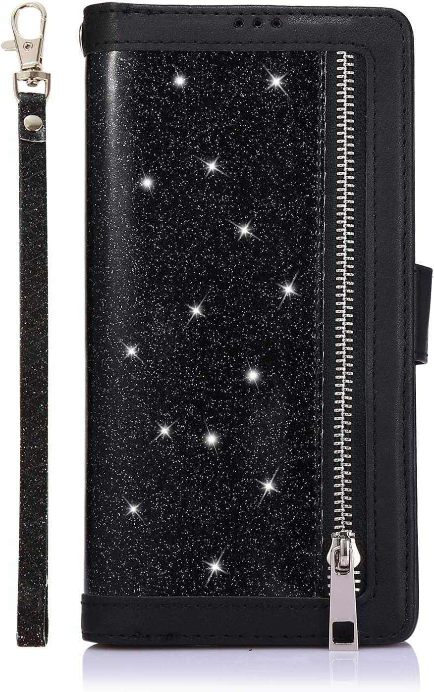 EYZUTAK Wallet Case for Samsung Galaxy Note 20 5G,Magnetic Handbag Zipper Pocket PU Leather Flip with 9 Card Slots and Wrist Strap Folio TPU Inner Stand Case for Note 20 5G - Black  EYZUTAK   