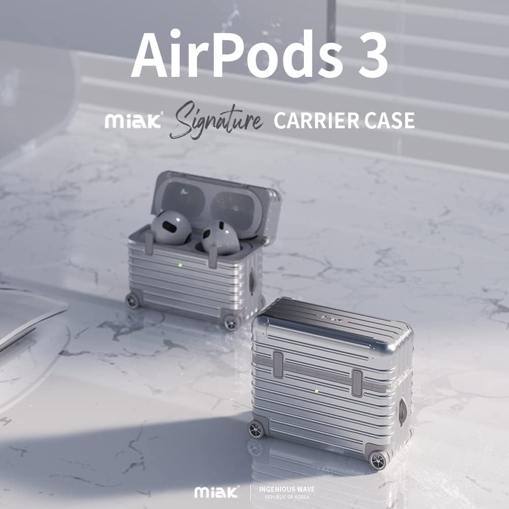 Miak Airpods 3 Case Cover, Protective Cover with Keychain ONLY for Apple Airpods 3Rd Generation, Supports Wireless Charging, Black  miak   