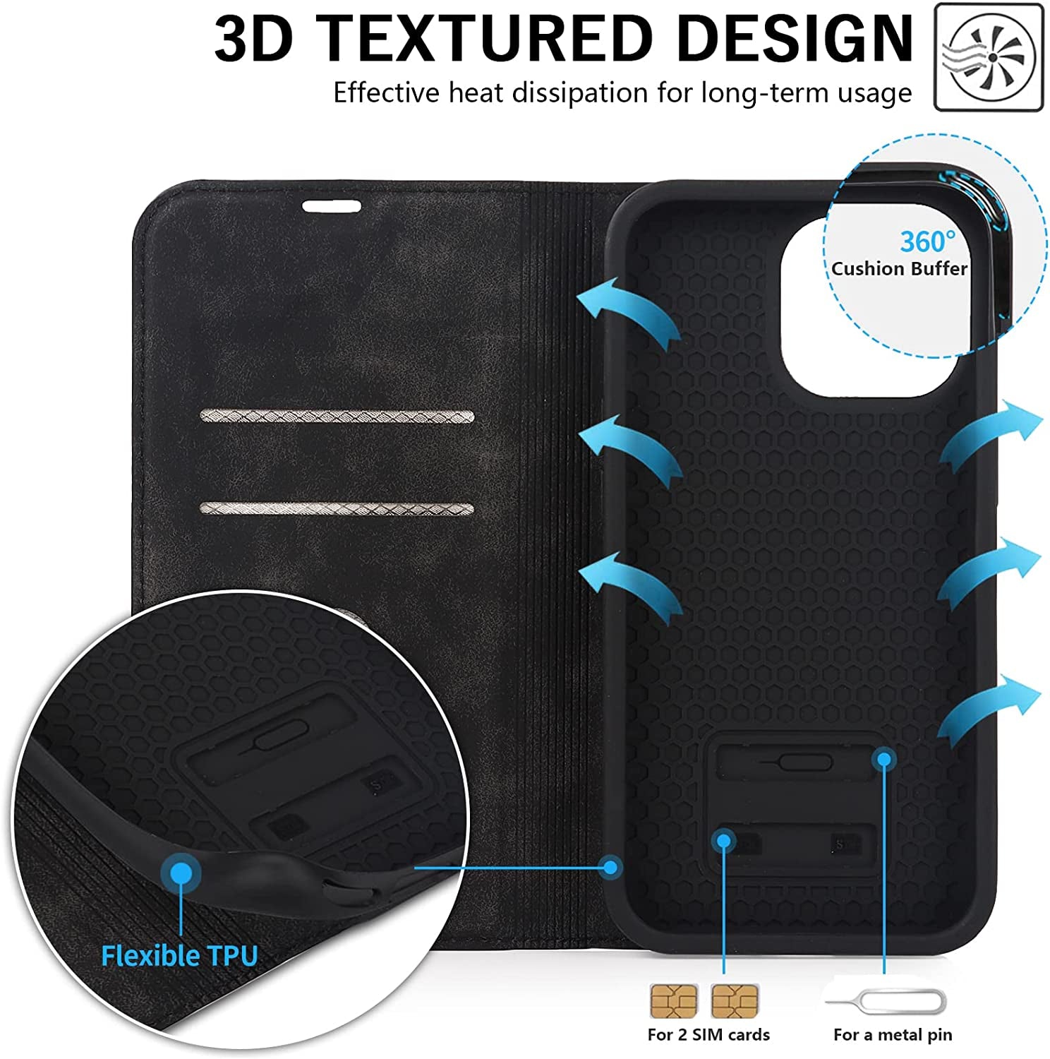 CASEOWL Compatible for Iphone 13 Pro Max Case Wallet [Support Magsafe Wireless Charger] with Card Holder[Rfid Blocking], Kickstand, Flip Leather Slim Iphone 13 Pro Max Wallet Case for Man Women-Black  CASEOWL   