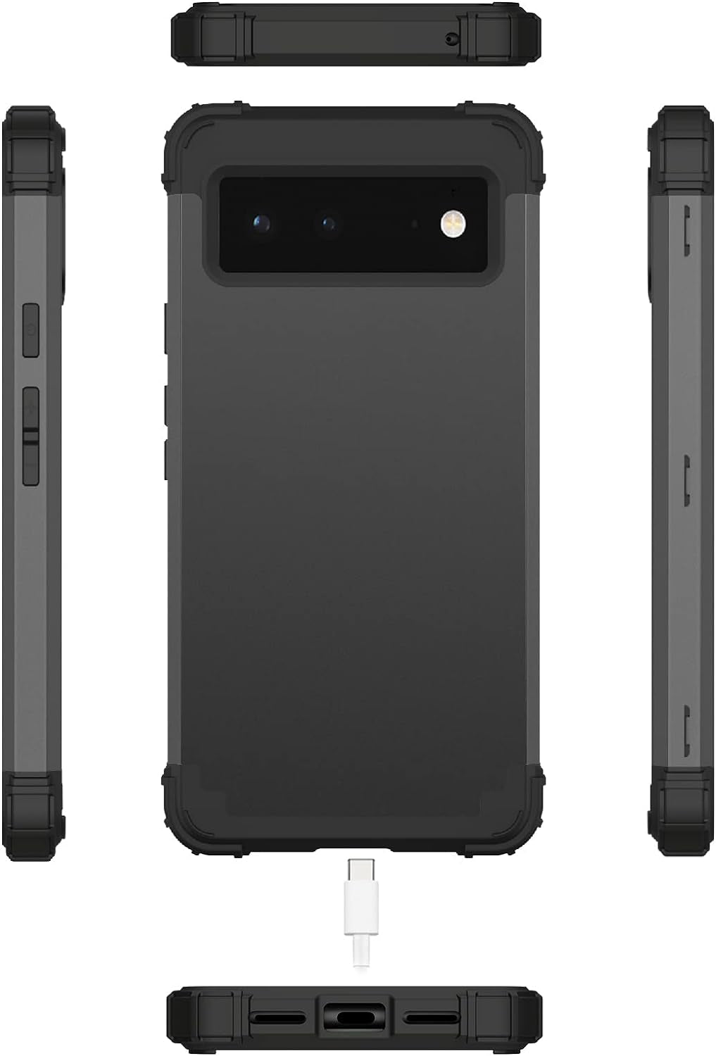 BENTOBEN Pixel 6 Case, Google Pixel 6 Case, 3 in 1 Heavy Duty Rugged Hybrid Shockproof Hard PC Cover Soft Silicone Bumper Impact Resistant Protective Phone Cases for Google Pixel 6 6.4 Inch, Black  BENTOBEN   