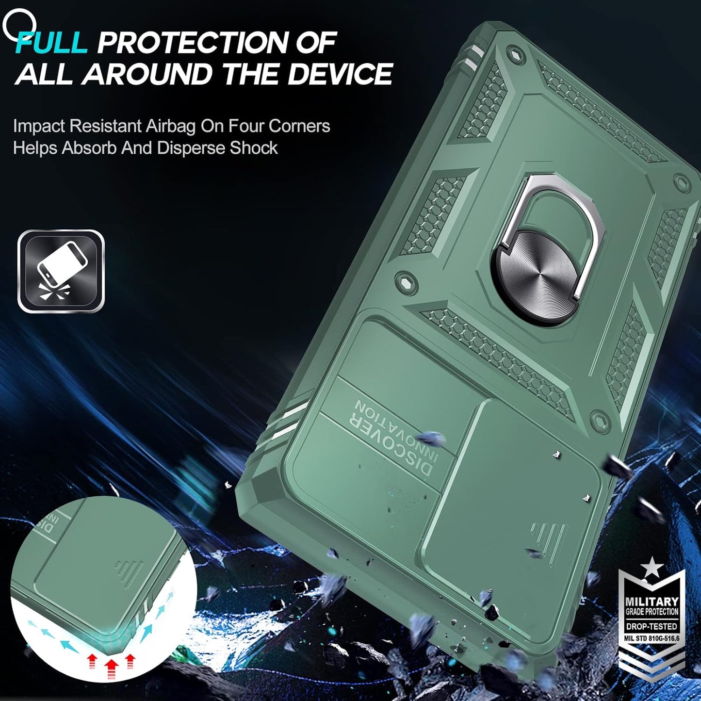 Leyi for Samsung Note 20 Ultra Case: Note 20 Ultra Case [Not for Note 20], 360 Full Body Military-Grade Phone Case with Slide Camera Cover & Metal Ring Heavy Duty Protective Case Note 20 Ultra, Green  LeYi   