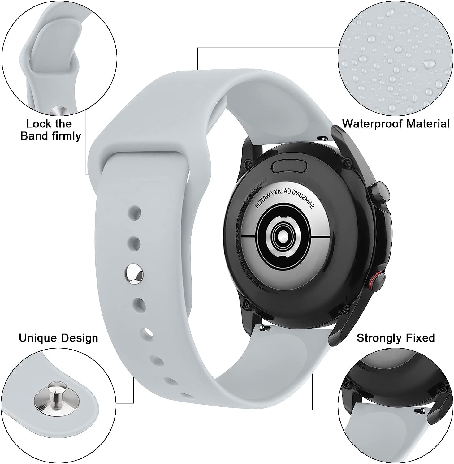 3 PACK Bands Compatible with Samsung Galaxy Watch 3 Bands 45Mm, Galaxy Watch 46Mm Band, 22Mm Adjustable Soft Silicone Sport Strap Replacement Band for Galaxy Watch 3 45Mm Women Men  Wanme   