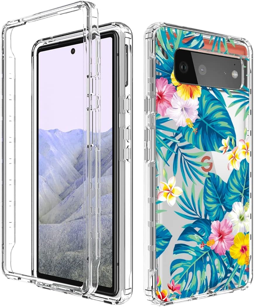 Vokuha Case for Pixel 6 Pro Case,Pixel 6 XL G8VOU Case, Floral Crystal Clear TPU Shockproof Protective Armor Cover for Google Pixel 6 Pro 5G (Flowers & Leaves)  Vokuha   