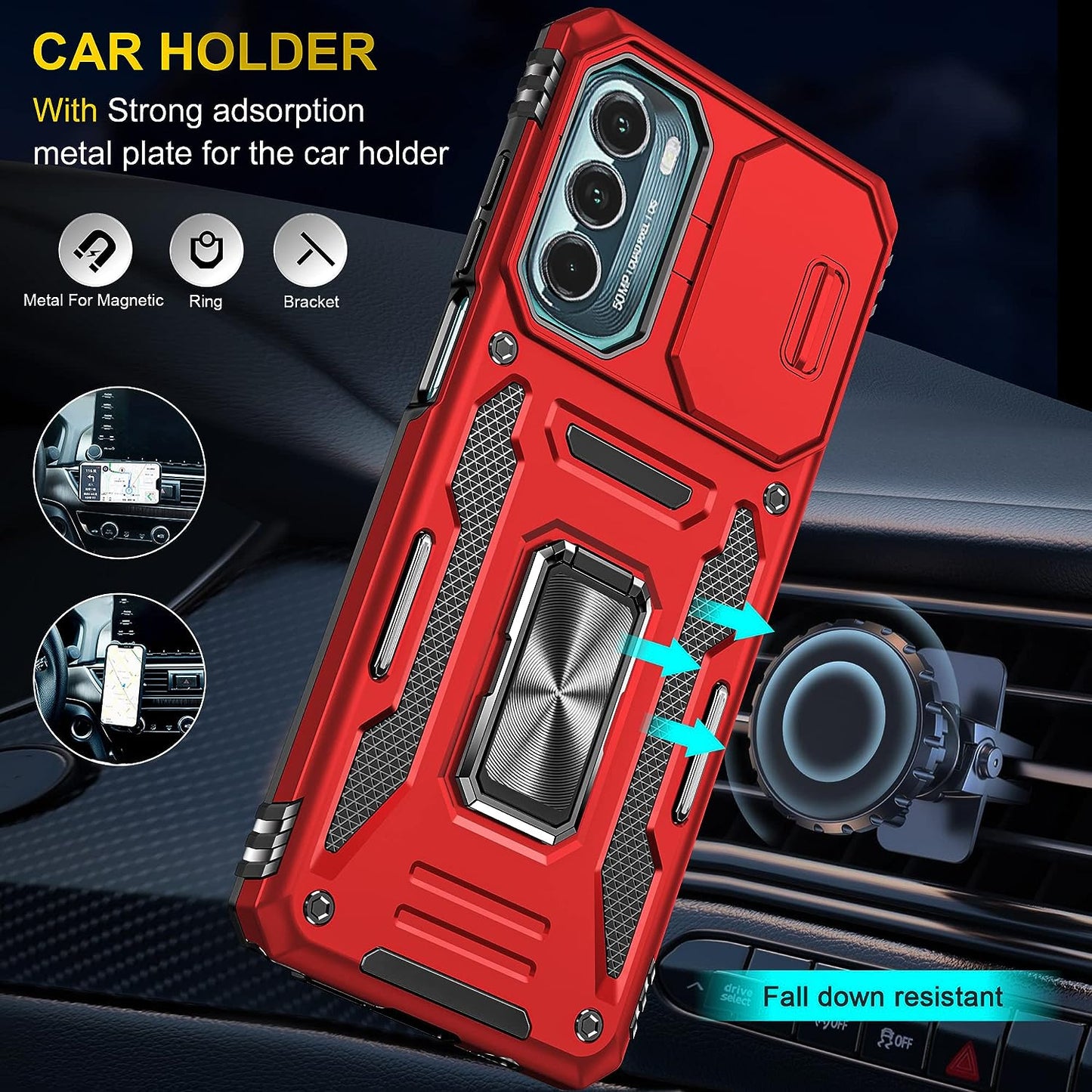 For Motorola Moto G Stylus 5G 2022 Case with Screen Protector Moto G Stylus 2022 5G Case with Belt Clip Military Grade Heavy Duty Moto G Stylus 5G 2022 Xt2215 Case Slide Camera Cover (RED)  YIJUN   