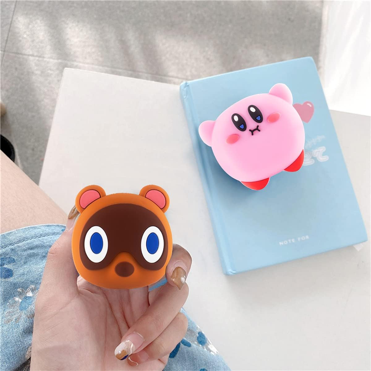 [2 Pack] TOLUOHU Compatible with Samsung Galaxy Buds 2Pro(2022)/Galaxy Buds 2/Galaxy Buds Pro/Galaxy Buds Live Case, 3D Cute Cartoon Soft Silicone for Girls Boys Kids Teens Women(Kirby+Brown Raccoon)  TOLUOHU   