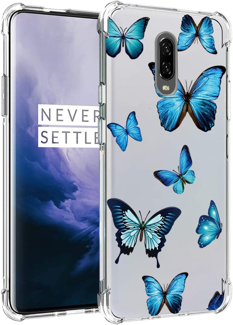 Vokuha for Oneplus 7 Gm1901/Oneplus 6T A6010 Case for Girls Women, Cute Clear Slim Shockproof Pattern Soft Flexible TPU Rubber Back Phone Protective Cover Cases for Oneplus 6T (White Flower)  Vokuha Blue Butterfly  