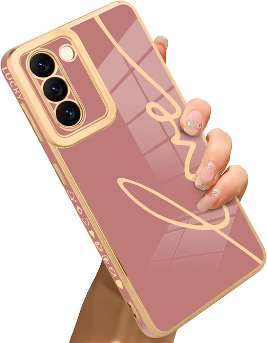 Bonoma for Samsung Galaxy S21 plus Case Love Letter Graphic Plating Electroplate Luxury Elegant Case Camera Protector Soft TPU Shockproof Protective Back Cover Galaxy S21 plus Case -Pink  Bonoma   