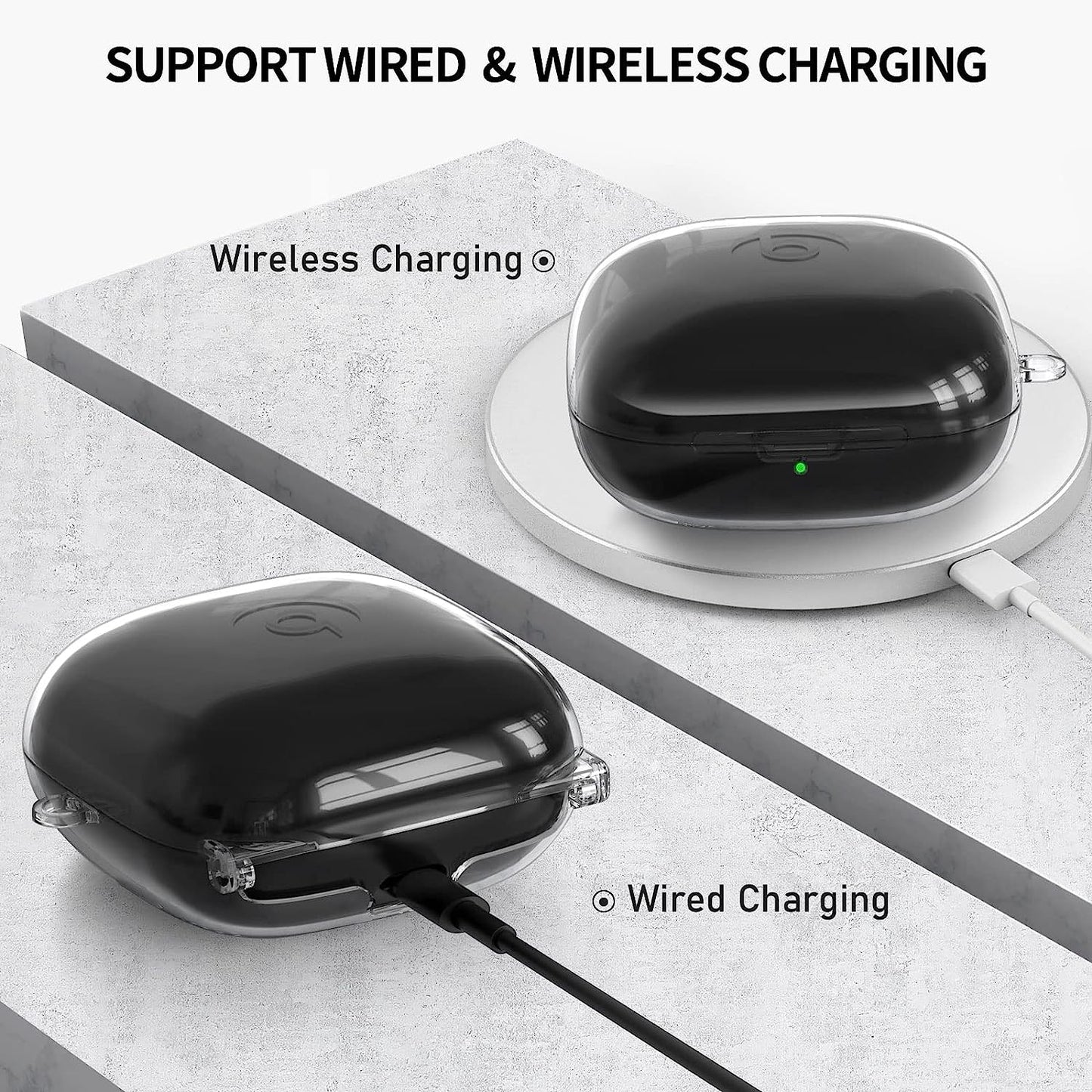 Powerbeats Pro Case, AIRSPO Clear Powerbeats Pro Case Cover for Powerbeats Pro Wireless Earbuds Case Full Body Protective Cover Skin with Keychain for Men Women (Clear)  AIRSPO   