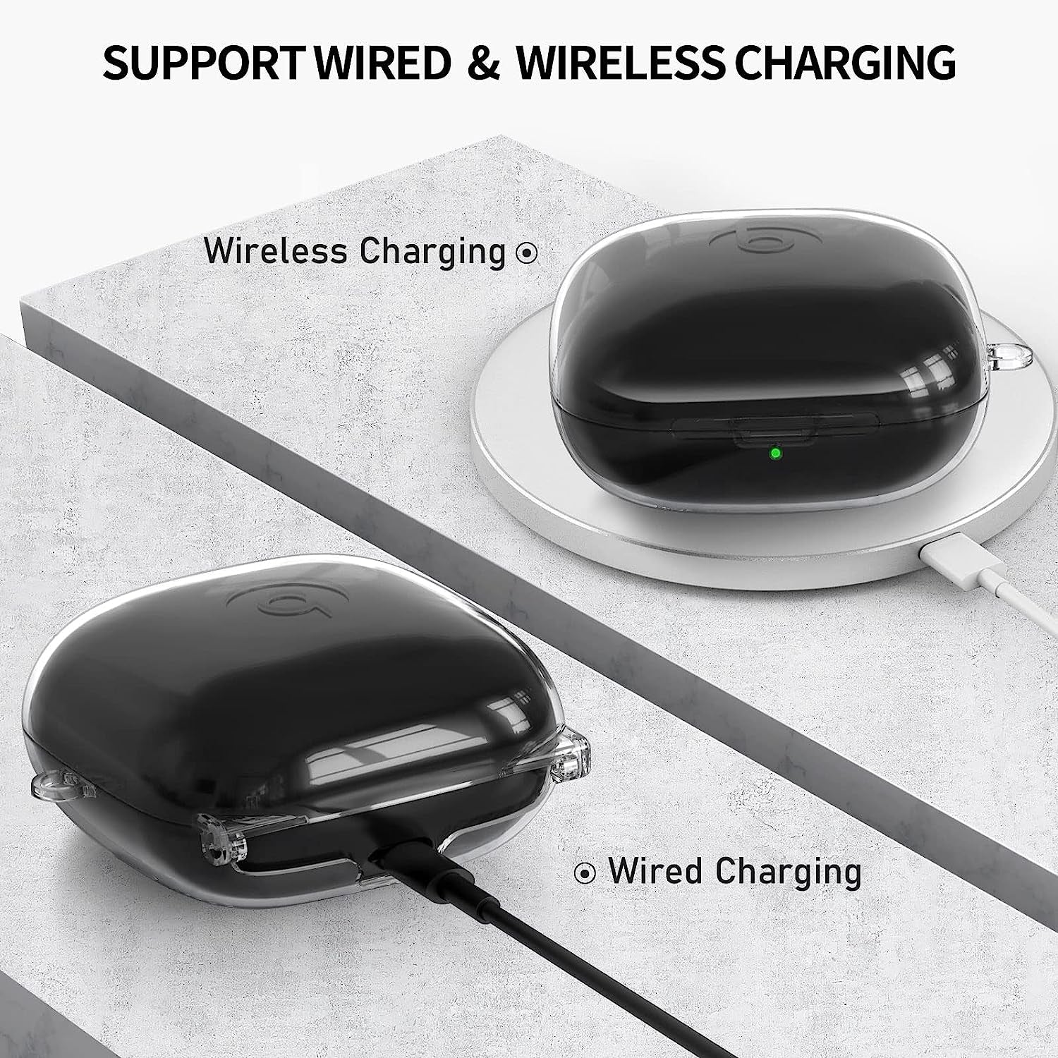 Powerbeats Pro Case, AIRSPO Clear Powerbeats Pro Case Cover for Powerbeats Pro Wireless Earbuds Case Full Body Protective Cover Skin with Keychain for Men Women (Clear)  AIRSPO   