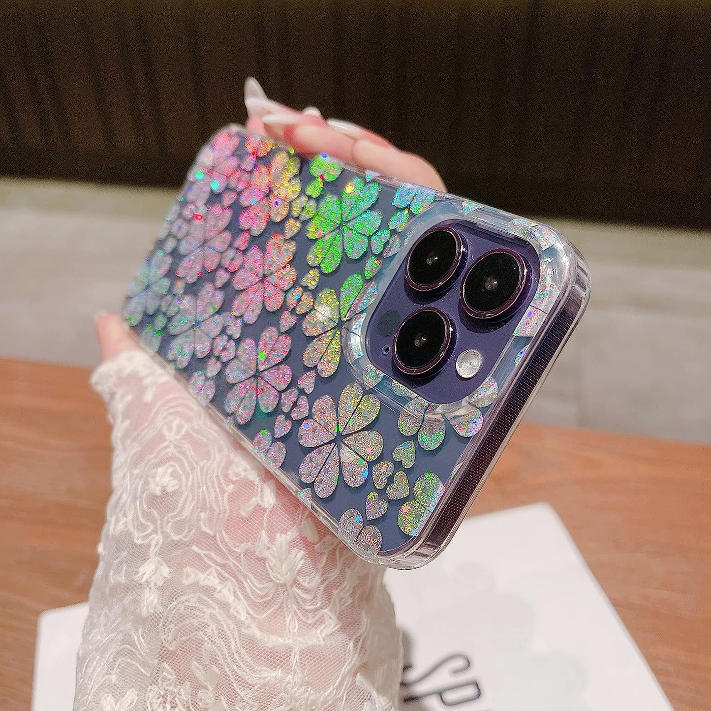 J.West for Iphone 14 Pro Case 6.1",Shiny Soft Shockproof Cute Clear Love-Heart Phone Protective Cover for Women,Glitter Plating Pattern Design TPU Bumper Slim Fit Phone Case for Girls  J.west   