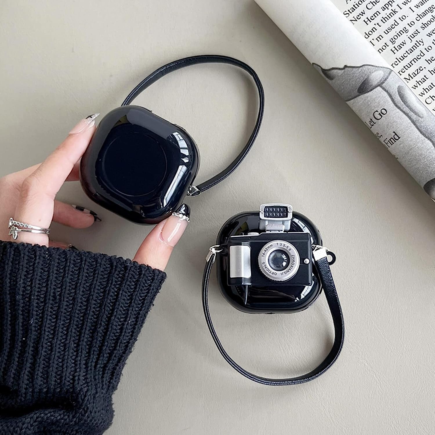 Compatible with Samsung Galaxy Buds2 Pro(2022)/Galaxy Buds Live/Galaxy Buds Pro/Galaxy Buds 2 Charging Box,3D Camera Can Light up Silicone Earphone Case with Keychain  AOLABOKY   