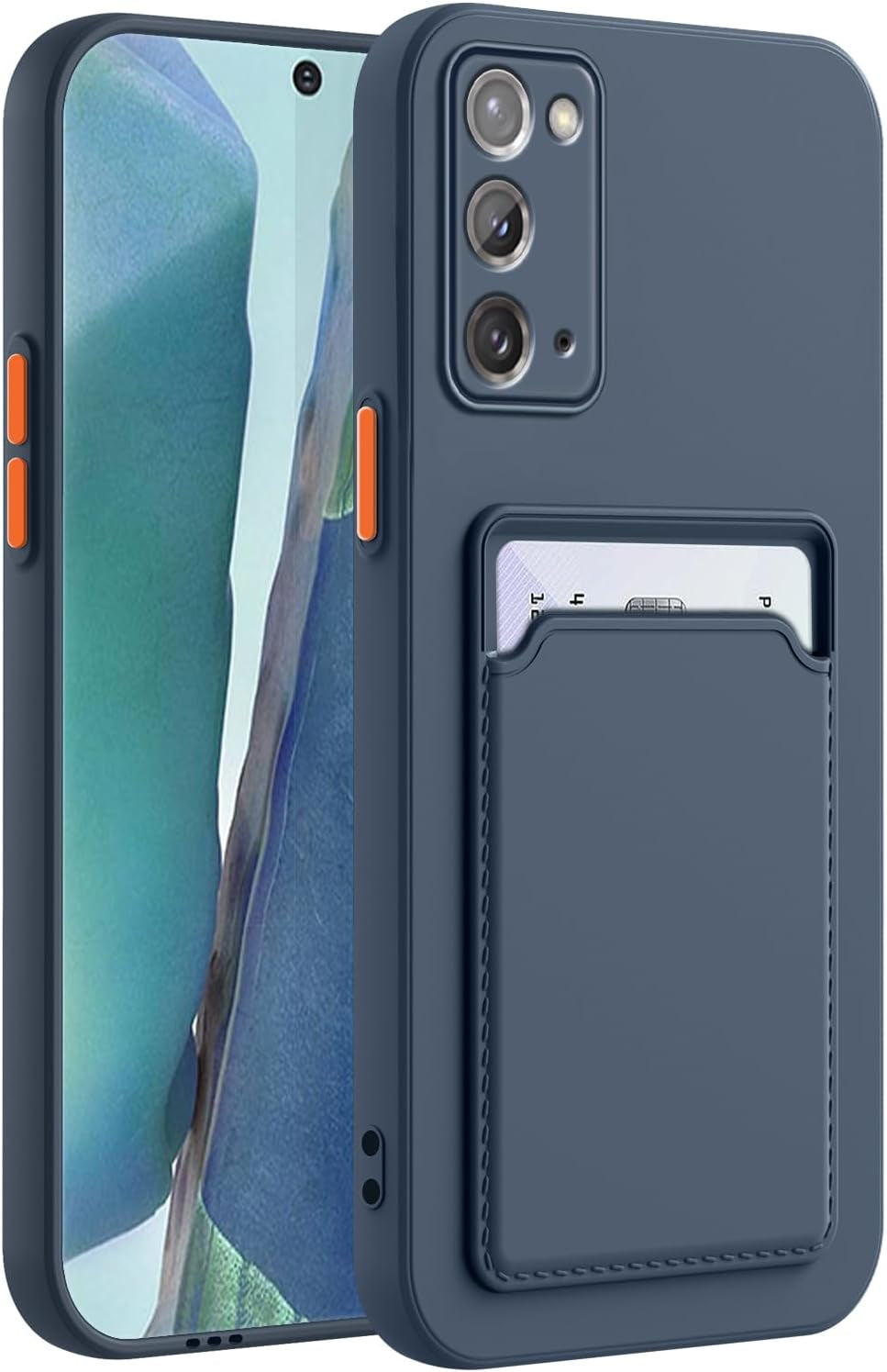 For Note 20 Case,Galaxy Note 20 Case with Minimalist Credit Card Holder Slot TPU Soft TPU Silicone Scratch-Resistant Slim Card Slot Wallet Case Protective Cover for Samsung Galaxy Note 20-Purple  TSAYGFK Dark Blue  