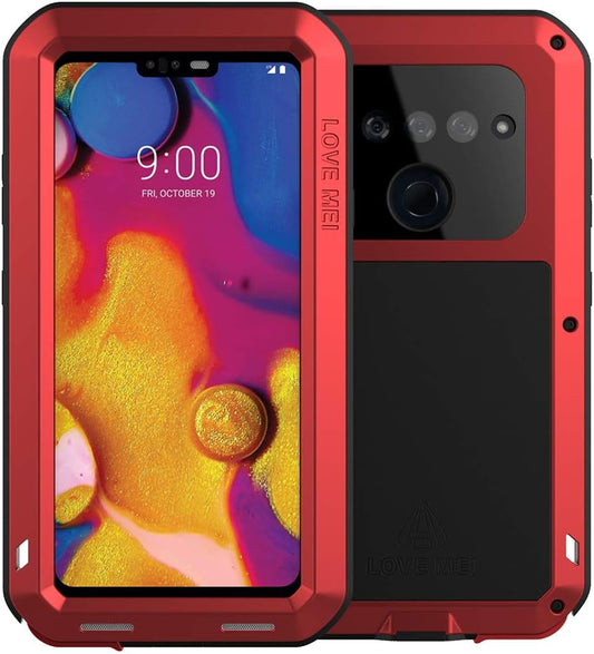 Feitenn Case for LG V40 Thinq, Heavy Duty Case Armor Aluminum Alloy Metal Cover Bumper Soft Rubber Military Shockproof Outdoor Hard Defender Men Gift for LG V40/V40 Thinq - Red  Feitenn   