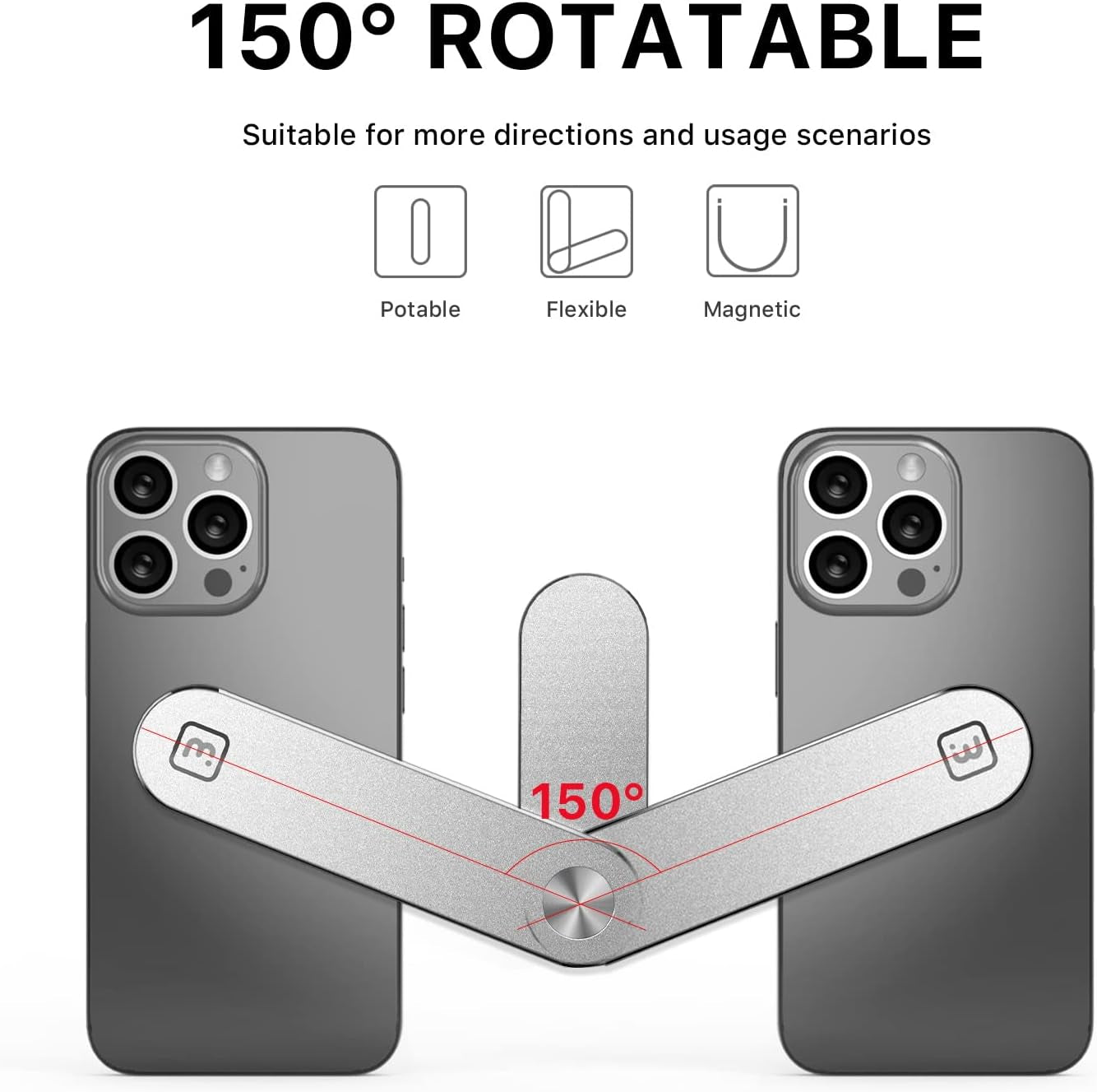 MYBAT PRO Adjustable Laptop Phone Magnetic Holder, Laptop Side Mount Clip, Computer Monitor Extension Mount, Slim Portable Foldable Phone Stand, Work Convenient and Efficient (Silver)  Valor Communication Inc   