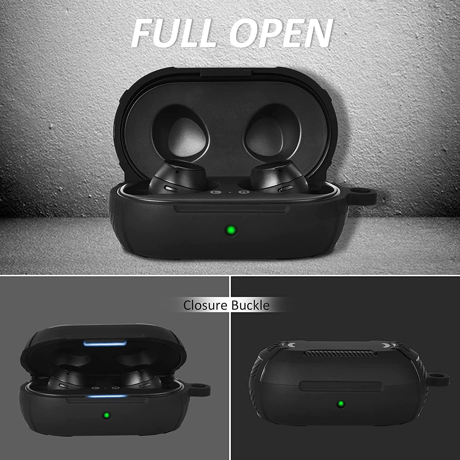 AIRSPO Case Designed for Galaxy Buds plus Case (2020) / Galaxy Buds Case (2019) Full-Body Protective Skin with Keychain (Black)  AIRSPO   