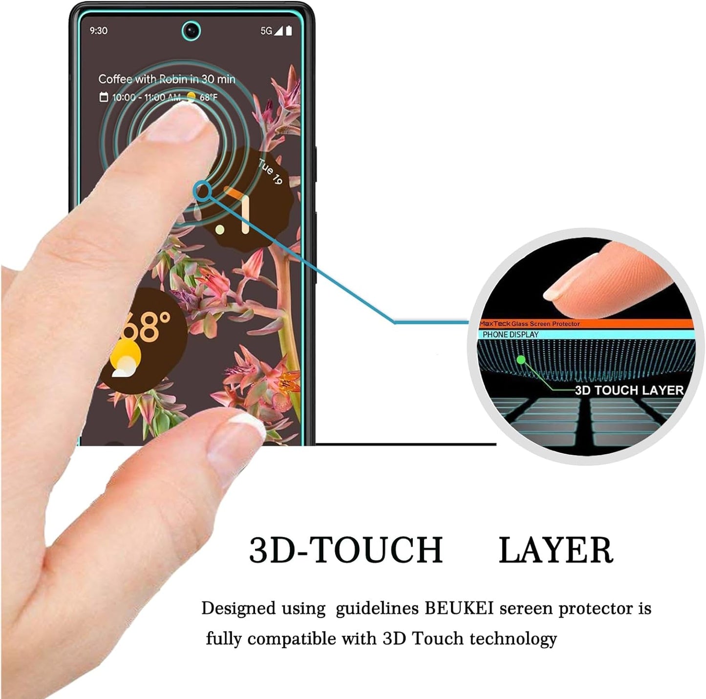 Beukei (4 Pack) Compatible for Google Pixel 6 5G / Google Pixel 6 Screen Protector Tempered Glass, Touch Sensitive,Case Friendly, 9H Hardness  Beukei   