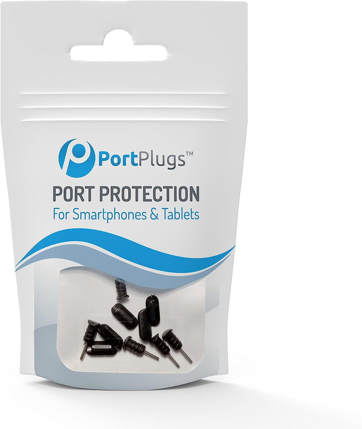 Portplugs Dust Plugs (5 Sets) - Compatible Iphone 5, SE, 6, 6S, 6S, 6 plus - Headphone Jack Plugs with SIM Tool – Includes Cleaning Brush (Black)  PortPlugs   