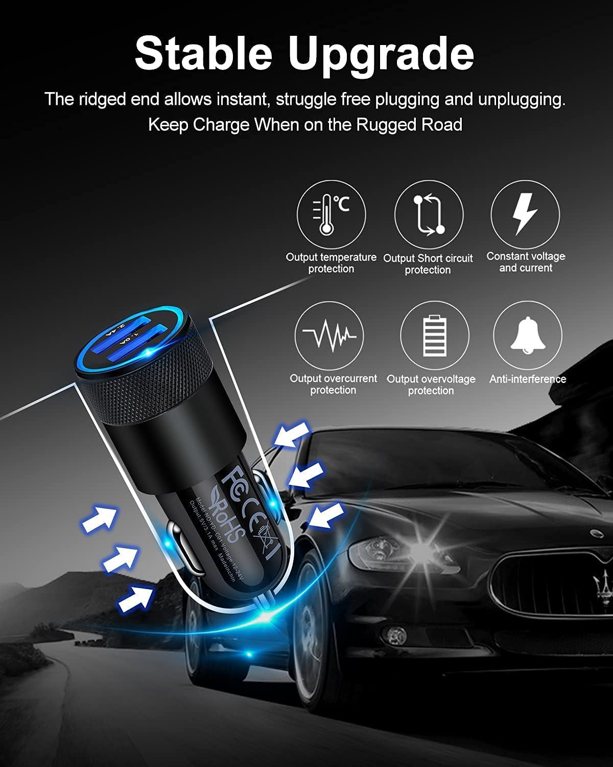 Car Charger, [2Pack/3.4A] Fast Charge Dual Port USB Cargador Carro Lighter Adapter for Iphone 14 13 12 11 Pro Max X XR XS 8 plus 6S, Ipad, Samsung Galaxy S22 S21 S10 plus S7 J7 S10E S9 Note 8, LG, GPS  Shenzhen Chuangqingchun Technology co. ltd   