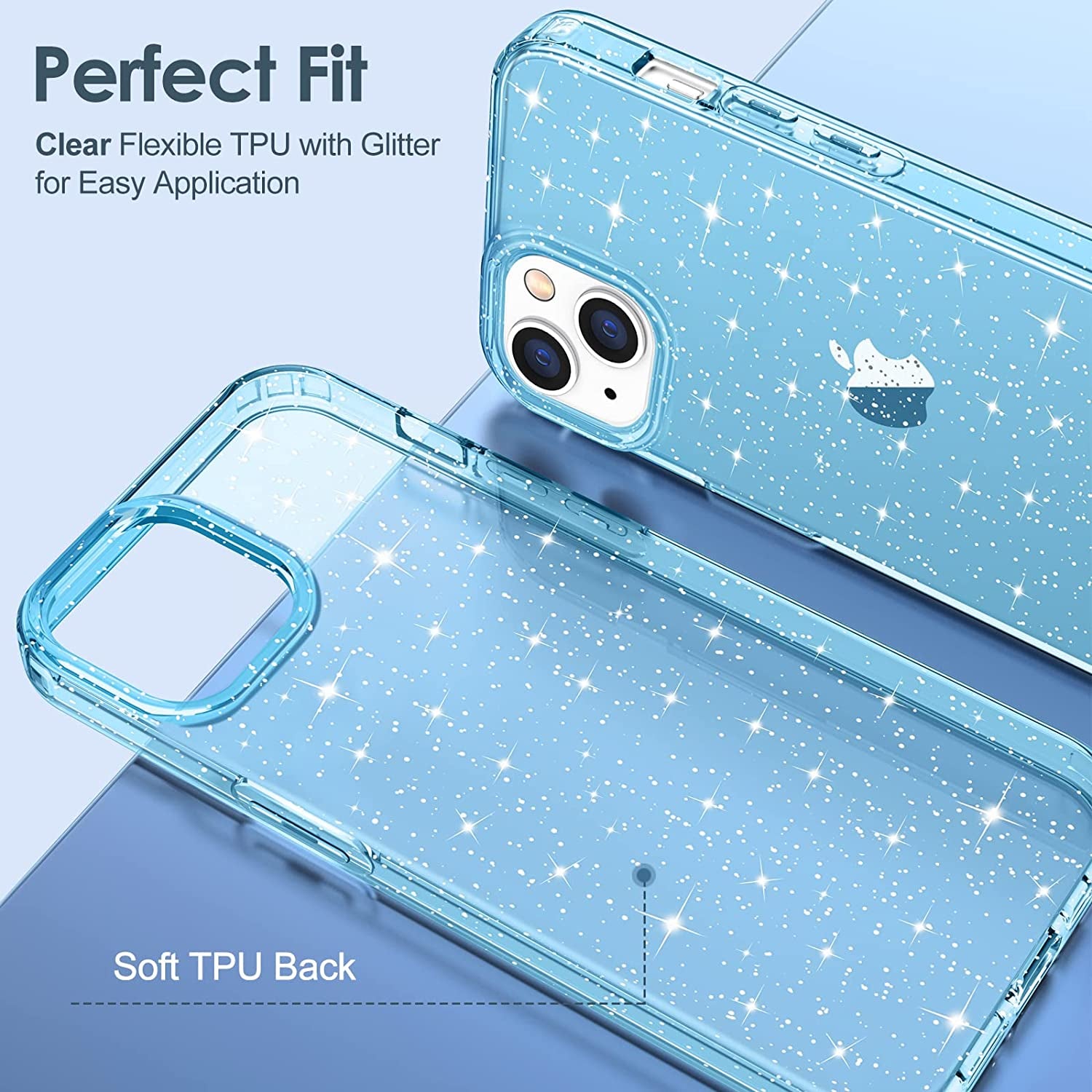 Hython Case for Iphone 14 Case Glitter, Cute Sparkly Clear Glitter Shiny Bling Sparkle Cover, Anti-Scratch Soft TPU Thin Slim Fit Shockproof Protective Phone Cases for Women Girls, Blue Glitter  Hython   