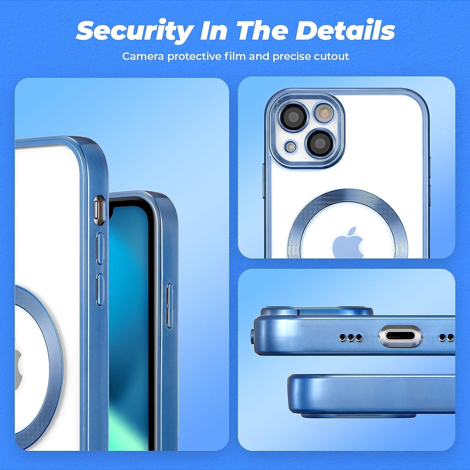 ZCDAYE Case for Iphone 13, Iphone 13 Phone Case Compatible with Wireless Charging,Blue Edge Electroplated Transparent Soft TPU Shockproof Case Cover for Iphone 13(6.1 Inches) - Blue  ZCDAYE   