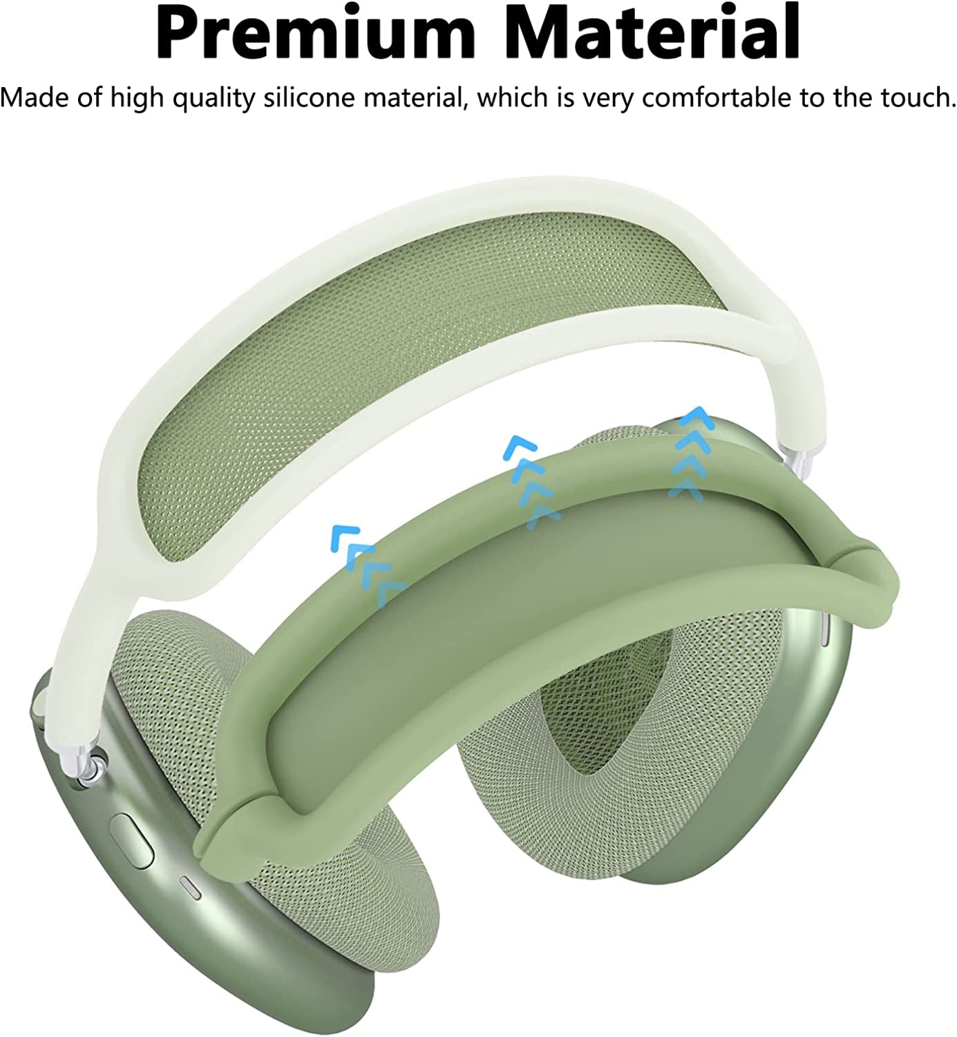 Silicone Case Cover for Airpods Max Headphones, Clear Soft TPU Ear Cups Cover/Ear Pad Case Cover/Headband Cover for Airpods Max, Transparent Accessories Silicone Protector for Apple Airpods Max, Green  MINDRESY   