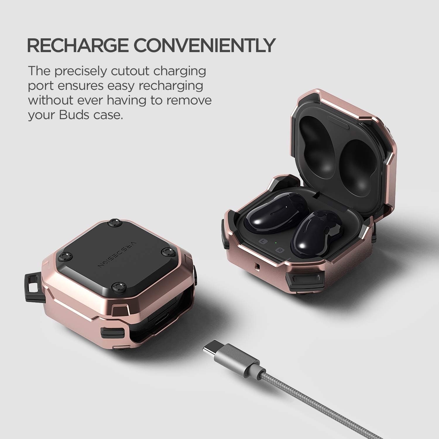 VRS Design Acitve Buds Case for Galaxy Buds2 Pro (2022), Galaxy Buds 2 Case (2021), Galaxy Buds Pro Case (2021), Galaxy Buds Live Case (2020) Mystic Bronze  VRS Design   