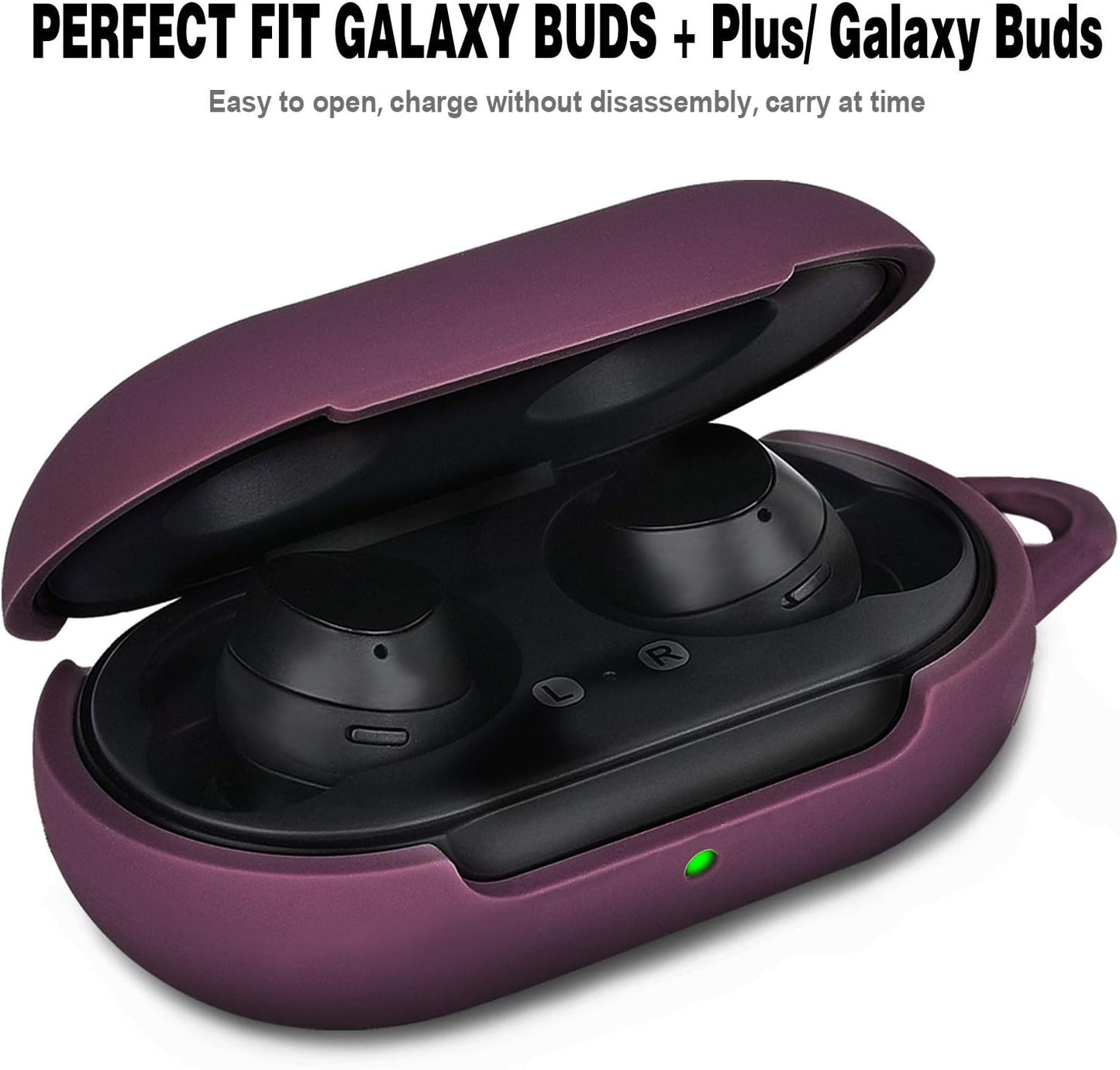 Filoto Silicone Case for Samsung Galaxy Buds plus Case/Galaxy Buds Case with Pom Pom Keychain Protective Cover Galaxy Earbuds Accessory (Burgundy)  Kerle   