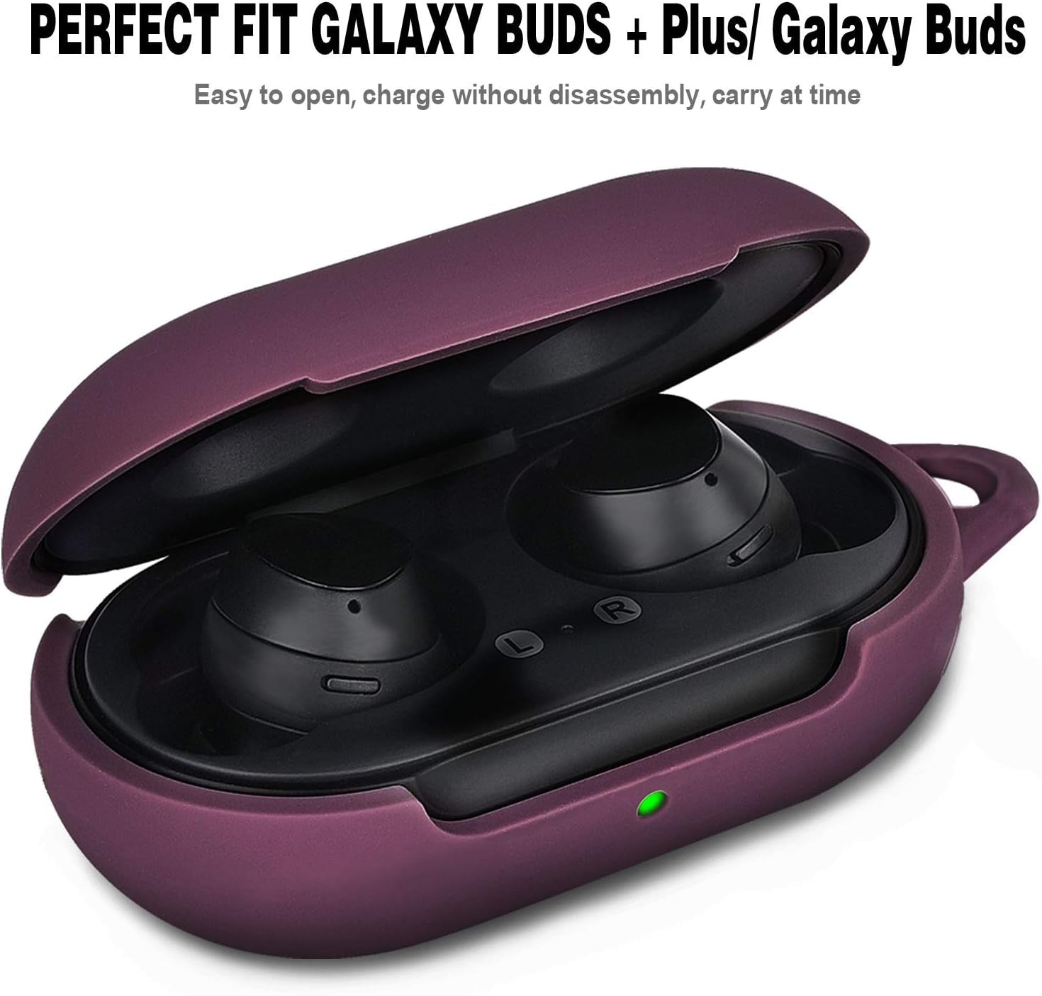 Filoto Silicone Case for Samsung Galaxy Buds plus Case/Galaxy Buds Case with Pom Pom Keychain Protective Cover Galaxy Earbuds Accessory (Burgundy)  Kerle   