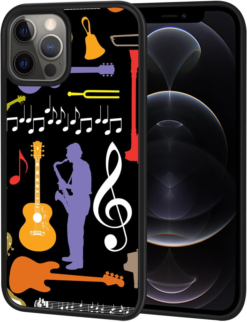 Soft Rubber Silicone TPU anti Slip Edge and Hard Bottom Shell Case Compatible with Iphone 13 Pro Max, Music Band Pattern  Notherss   