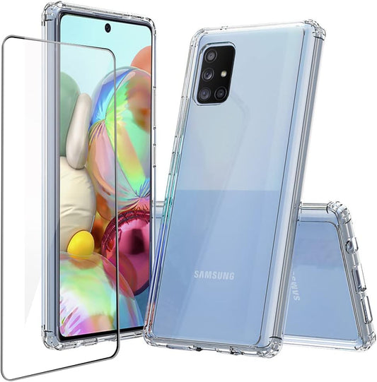 Niopiee for Samsung Galaxy A51 4G Case Crystal Clear Slim Hard Case Hybrid Shockproof Bumper with Tempered Glass Screen Protector Full Body Anti-Yellow Anti-Scratch Phone Protective Cover  NIOPIEE   